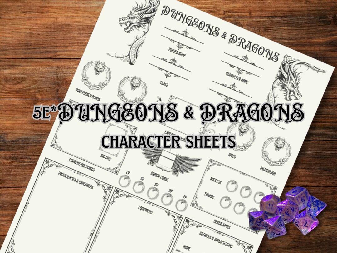 Dnd 5e Character Sheets, Instant Download, Dungeons &amp; Dragons ...