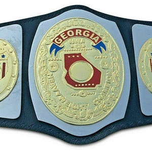 CINTURÃO DE CAMPEONATO MUNDIAL DE LUTADORES PESADOS DA GEÓRGIA Réplica de cintos de couro com título, melhor presente para ele, amante de luta livre e boxe