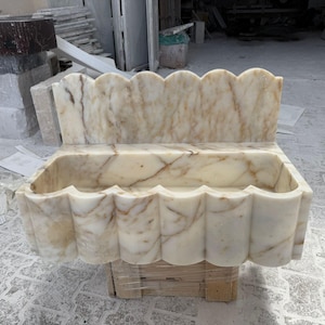 Calacatta Viola Marble Wall Mounted Sink: Gold Vein Bathroom Decor