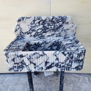 Calacatta Viola Marble Sink, Marble Washbasin, Wall Mounted Sink, Powder Room Sink, Custom Marble Sink, Vanity Top Sink.