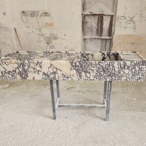 Calacatta Viola marble sink - countertop sink - vanity sink - farmhouse sink - vessel sink - splashback sink - bathroom sink - wall-mounted marble sink - wall-mounted sink - kitchen sink - console pedestal marble sink - cabinet top sink - marble sink with wooden drawers - square sink - marble sink models