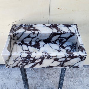 Calacatta Viola Marble Sink, Wall Mounted Sink, Small Marble Sink, Powder Room Sink,