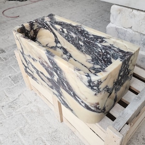 Calacatta Viola Marble Sink, Wall Mounted Sink, Powder Room Sink, Special Marble Sink