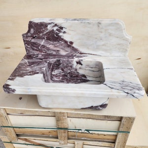 Ready to ship! Calacatta Viola Marble Sink, Wall Mounted Sink, Powder Room Sink, Custom Marble Sink, Vanity Top Sink.