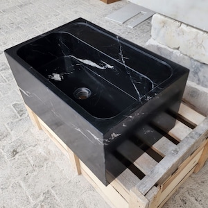 Nero Marquina marmeren wastafel voor wandmontage