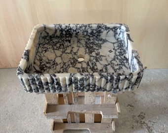 Lavabo de lujo de mármol Calacatta Viola, moderno lavabo rectangular de piedra natural para baño.