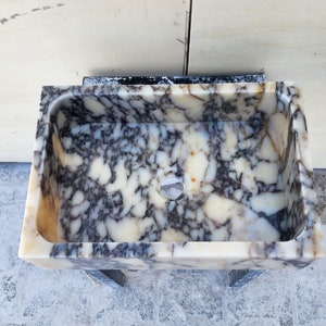 Calacatta Viola marble sink - countertop sink - vanity sink - farmhouse sink - vessel sink - splashback sink - bathroom sink - wall-mounted marble sink - wall-mounted sink - kitchen sink - console pedestal marble sink - cabinet top sink - marble sink with wooden drawers - square sink - marble sink models