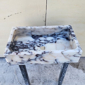 Calacatta Viola Marble Sink, Wall Mounted Sink, Powder Room Sink, Custom Marble Sink, Vanity Top Sink, Small Marble Sink
