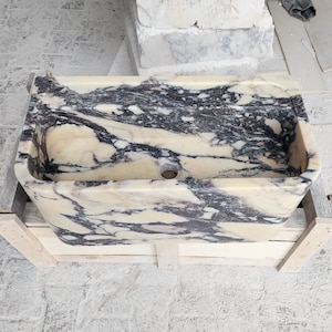 Calacatta Viola Marble Sink, Wall Mounted Sink, Powder Room Sink, Marble Sink