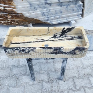 Calacatta Viola Marble Sink, Wall Mounted Sink, Powder Room Sink, Small Marble Sink