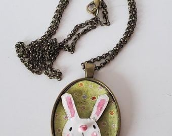 spring bunny pendant necklace