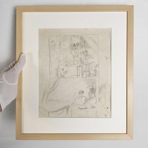 Pencil Drawing on Paper, Figurative Art, Original Art Work, Ukrainian Artist Lerman, Framed Art, Signed