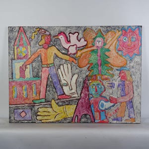 Acrylic Painting on Canvas, Original Art Work, Ukrainian Artist Boyko, European Fine Art, Colorful Figurative Art, One of a Kind, Signed