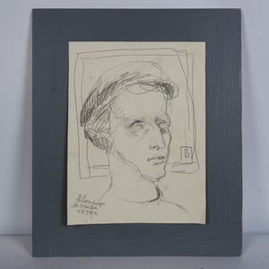 Male Portrait Drawing on Paper, Original Art Work, Vintage Illustration, Ukrainian Artist Pavlov, One of a Kind, Portrait Art