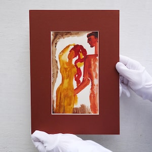 Pintura de acuarela de pareja, obra de arte original, arte gráfico, artista ucraniano, pieza única, arte mural único, arte figurativo pequeño