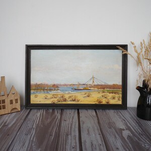Spring Landscape Oil Painting, Original Art Work, Vintage Painting, European Fine Art, River Landscape, Sky, Ukrainian Art, One of a Kind