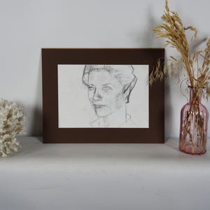 Male Portrait Pencil Drawing Paper, Original Art Work, Vintage Illustration, Ukrainian Artist Filipenko, Elegant Wall Accent, Portrait Art