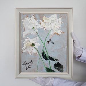 Pintura acrílica sobre cartón con la belleza de las rosas, obra de arte original, única en su tipo, de la artista ucraniana Holembievska, firmada, arte enmarcado pequeño