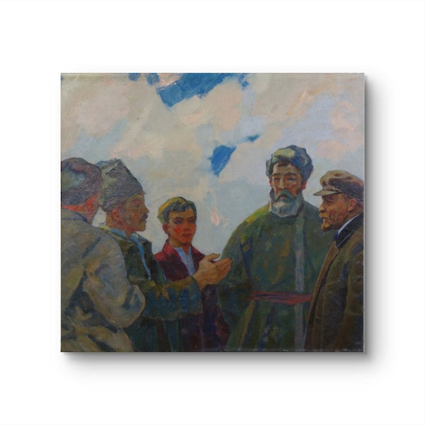 Lenin-Ölgemälde, sowjetisches Ölgemälde auf Leinwand, Vintage-Kunstwerk, Originalgemälde Öl auf Leinwand, Porträtgemälde, ukrainisches Kunstwerk