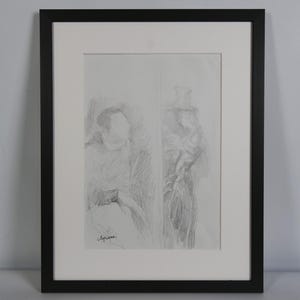 Original Drawing on Paper, Figurative Art, Original Art Work, Ukrainian Artist Lerman, Pencil Drawing, Framed Art, Signed