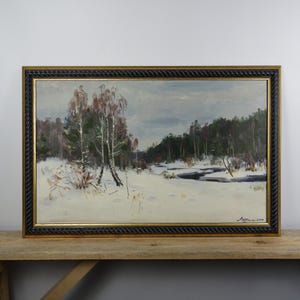 Winter Landscape Oil Painting, Original Art Work, Path Painting, Ukrainian Art, Forest Landscape Framed, European Fine Art, Snowy Forest Art