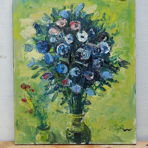 Pintura al óleo de un ramo floral, bodegón, artista ucraniano Gubskiy, arte floral, arte de la naturaleza, pieza única, bellas artes europeas