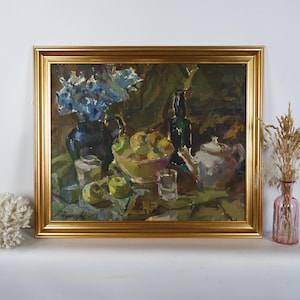 Still Life Oil Painting, Original Art Work, Ukrainian Artist Faraponov, Art Work with Cooking Tools, One of a Kind, Unique Wall Art, Framed