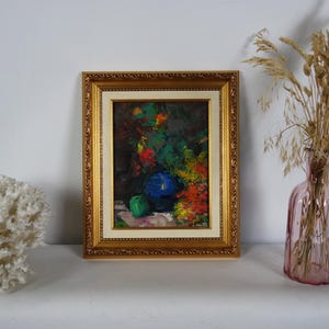 Still Life Oil Painting, Original Art Work, Flowers in Pot Art, Floral Art Work, Ukrainian Artist Kizenko, Small Framed Art