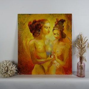 Two Female Naked Figures Oil Painting, Original Art Work, Ukrainian Art, European Fine Art, Feminine Beauty, Figurative Art