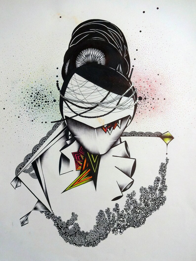 Arte Musical Ilustracion De Sonido Arte Geometrico Mujer Etsy