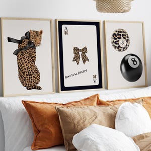 Leopard Wall Art Set of 3, Aesthetic Dorm Wall Decor, Trendy Girly Wall Prints Aesthetic, Digital Download, Cheetah Poster