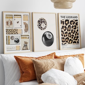 Leopard Wall Art Set of 3, Aesthetic Dorm Wall Decor, Trendy Girly Wall Prints Aesthetic, Digital Download, Matchbox Cheetah Poster