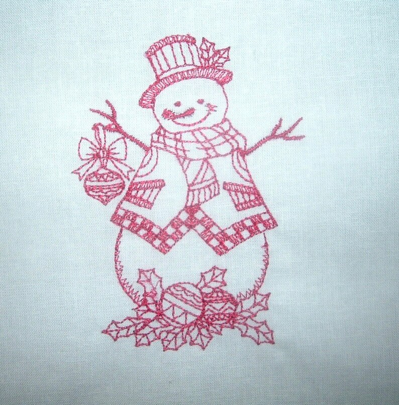 Set of 12 Machine Embroidered Quilt Blocks Happy Snowmen 9 Etsy