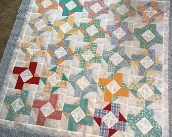 Quilt Top to Finish Retro Thirties Prints 47 x 47 inches