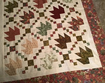 Quilt Top to Finish Falling Autumn Leaves 42 x 47 inches