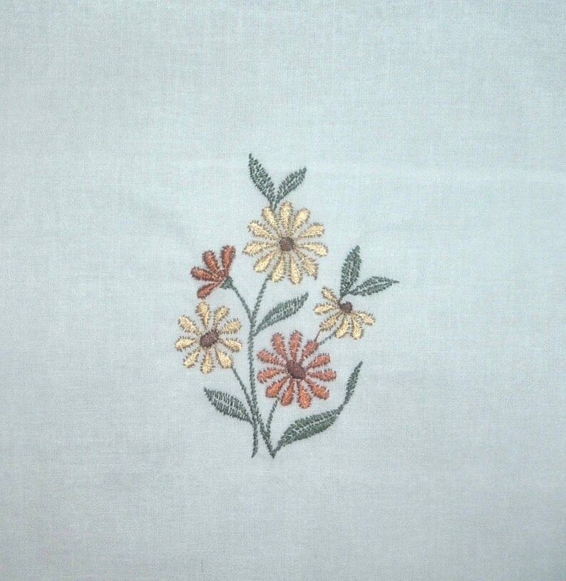 Set of 3 Machine Embroidered Floral Quilt Blocks 9 inches