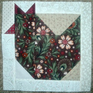 Set of  12 Already  Pieced Scrappy Chickens Hens Quilt Blocks Presewn 9 x 9 inches