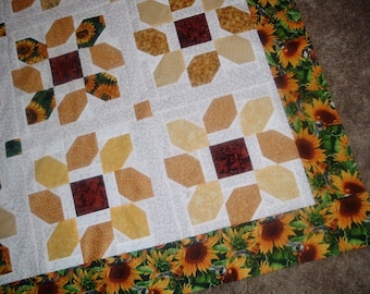 Quilt Top to Finish Sunflowers and Songbirds 44 1/2 x 56 inches Free Shipping