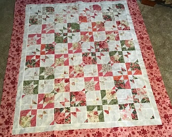 Quilt Top to Finish Old Fashioned Four Patch Stars  45 x 56 inches