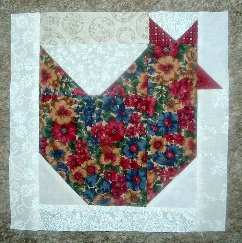 Set of 12 Already Pieced Scrappy Chickens Hens Quilt Blocks Presewn 9 x 9 inches image 2