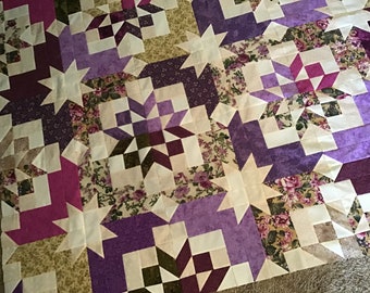 Quilt Top to Finish Multicolored Scrappy Star Splash 57 x 57 inches