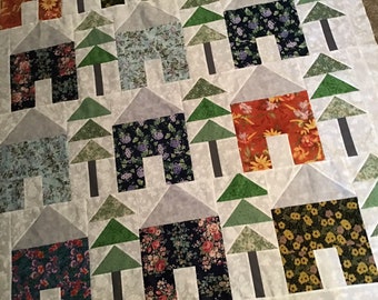 Quilt Top to Finish The She Shed Garden Chalets 52 x 61 inches