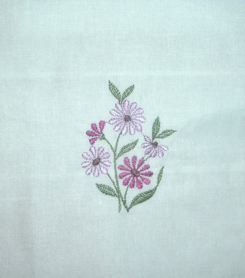Set of 3 Machine Embroidered Floral Quilt Blocks 9 inches