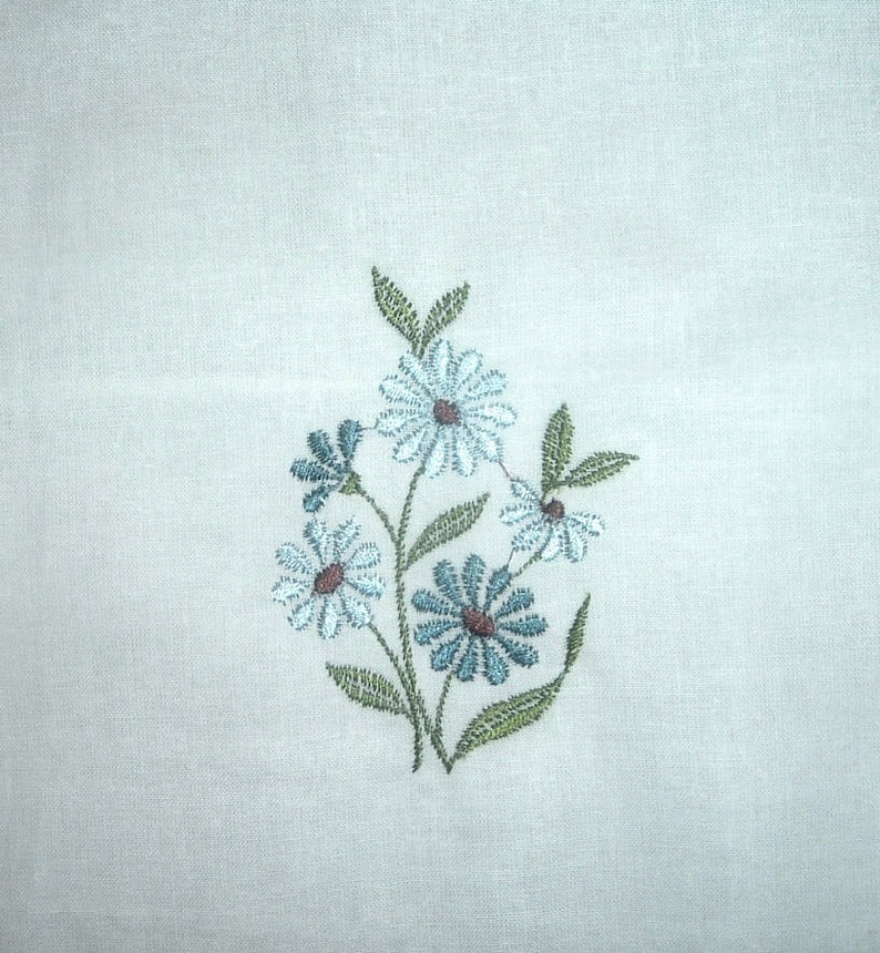 Set of 3 Machine Embroidered Floral Quilt Blocks 9 inches