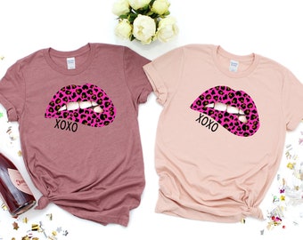 Leopard Lips Xoxo Shirt, Valentine's Day Shirt, Valentines Day Shirt For Women, Cute Valentine Shirt, Valentines Day Gift, Kiss Shirt