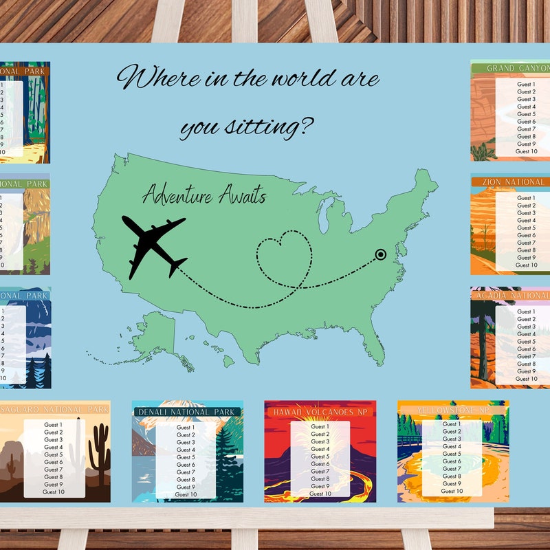 National Park Seating Chart Etsy
