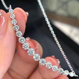 18 kt witgoud 1,30 karaat natuurlijke diamanten ketting, diamanten ketting, echte diamanten ketting, trouwketting, verlovingsketting
