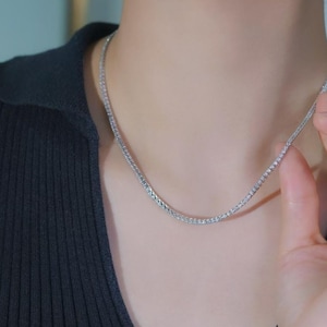 18K witgouden 5 karaat natuurlijke diamanten ketting, diamanten ketting, echte diamanten ketting, trouwketting, verlovingsketting