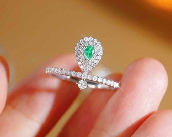 18K White Gold Natural Green Diamond Ring, Fancy Diamond Ring, Stylish Rings, Gold Diamond Ring, Real Diamond Ring, Wedding Ring, Engagement