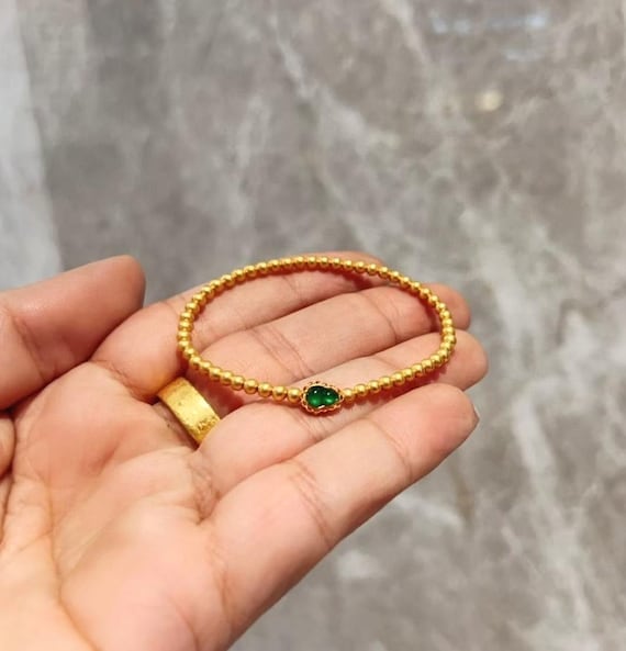 18KゴールドナチュラルトップグリーンタイプA翡翠ひょうたん18K 